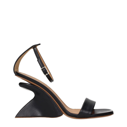 Off-White Black Leather Stiletto Heel Sandals