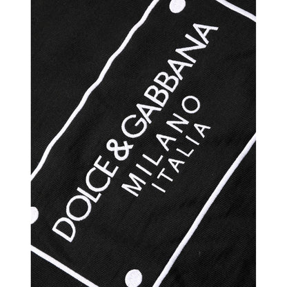 Dolce & Gabbana Black Graphic Logo Crew Neck Wool Pullover Sweater