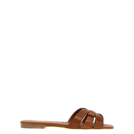 Saint Laurent Brown Calfskin Slides