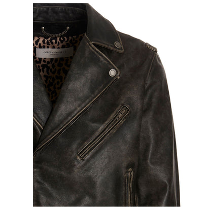 Golden Goose Black Calfskin Leather Jacket