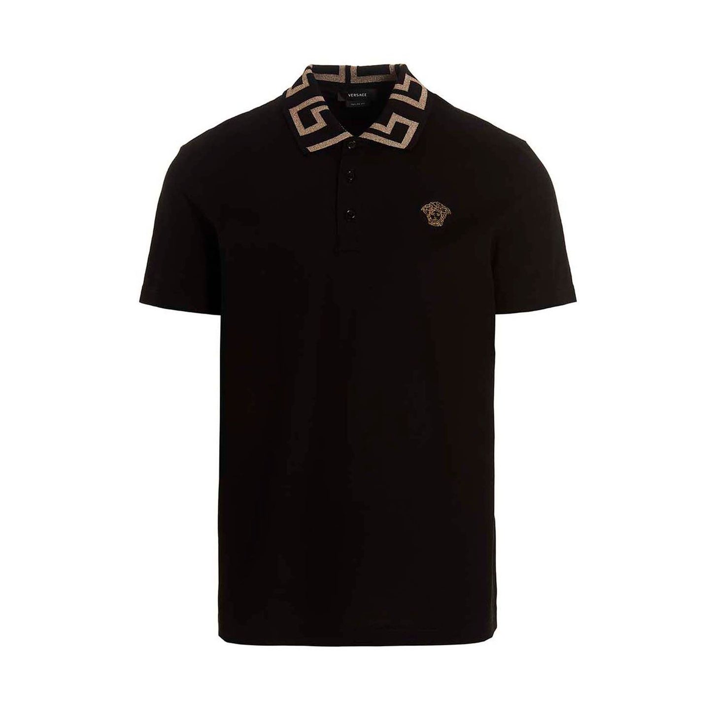 Versace Black Cotton Polo Shirt