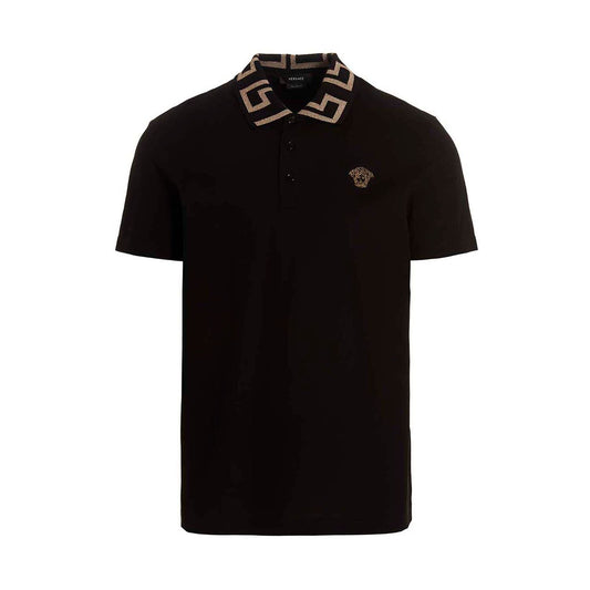 Versace Black Cotton Polo Shirt