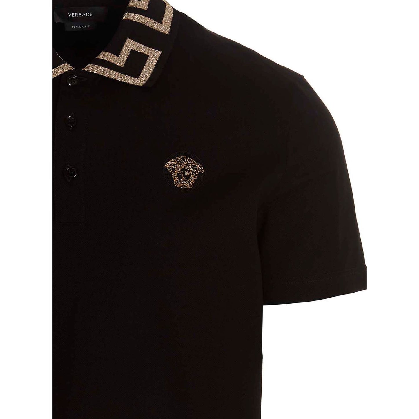 Versace Black Cotton Polo Shirt