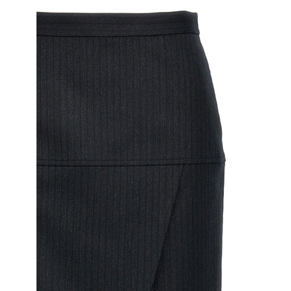 Fendi Gray Virgin Wool Midi Skirt