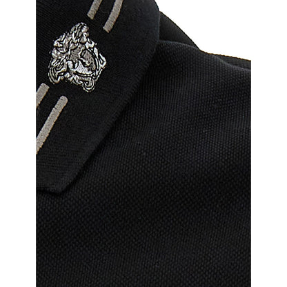 Versace Black Cotton Polo Shirt