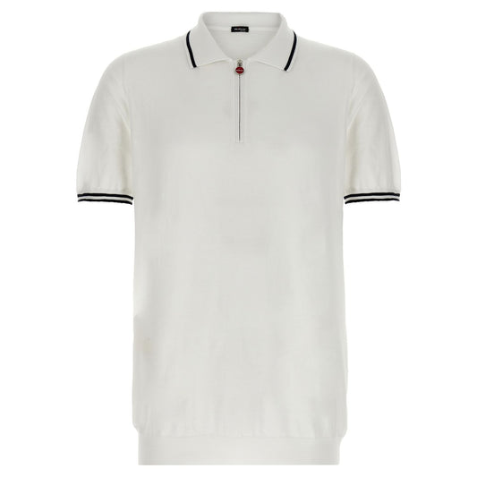 Kiton White Cotton Polo Shirt