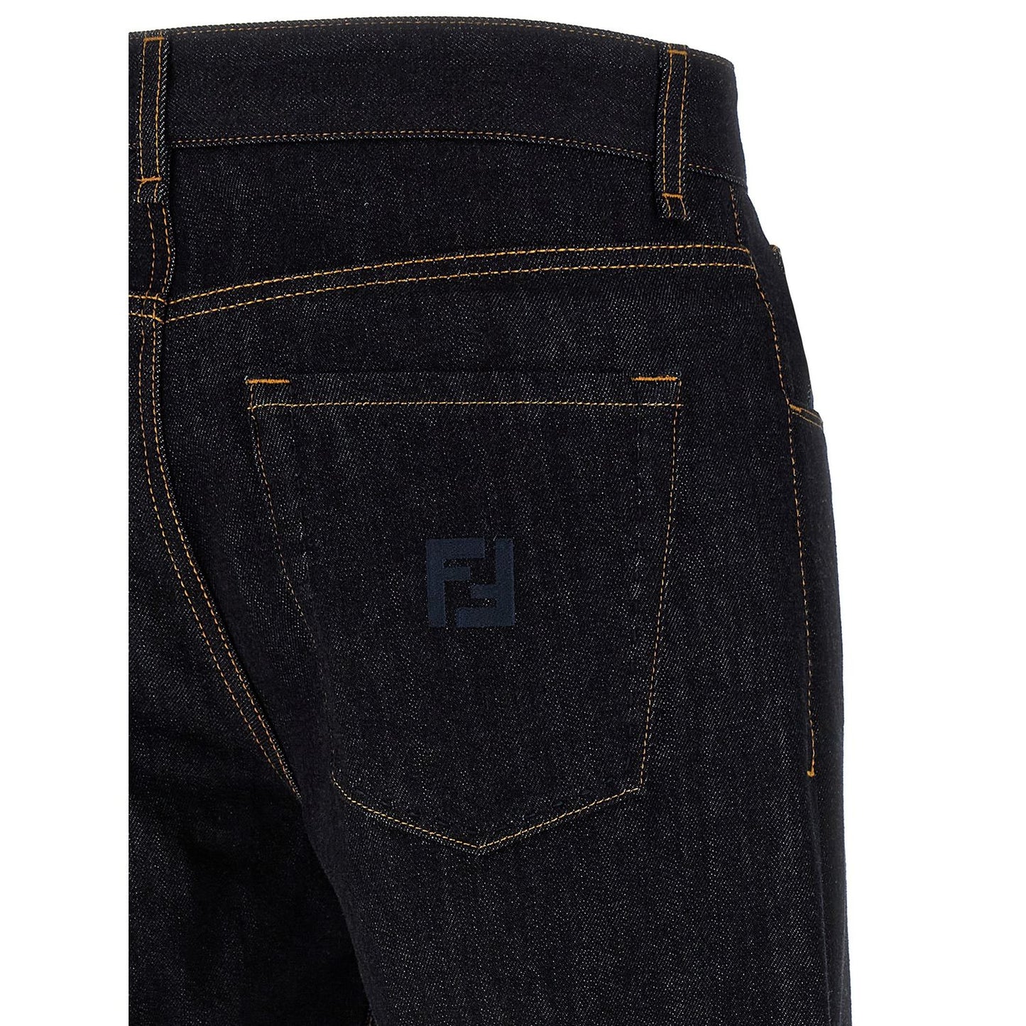 Fendi Blue Cotton Straight-Leg Jeans