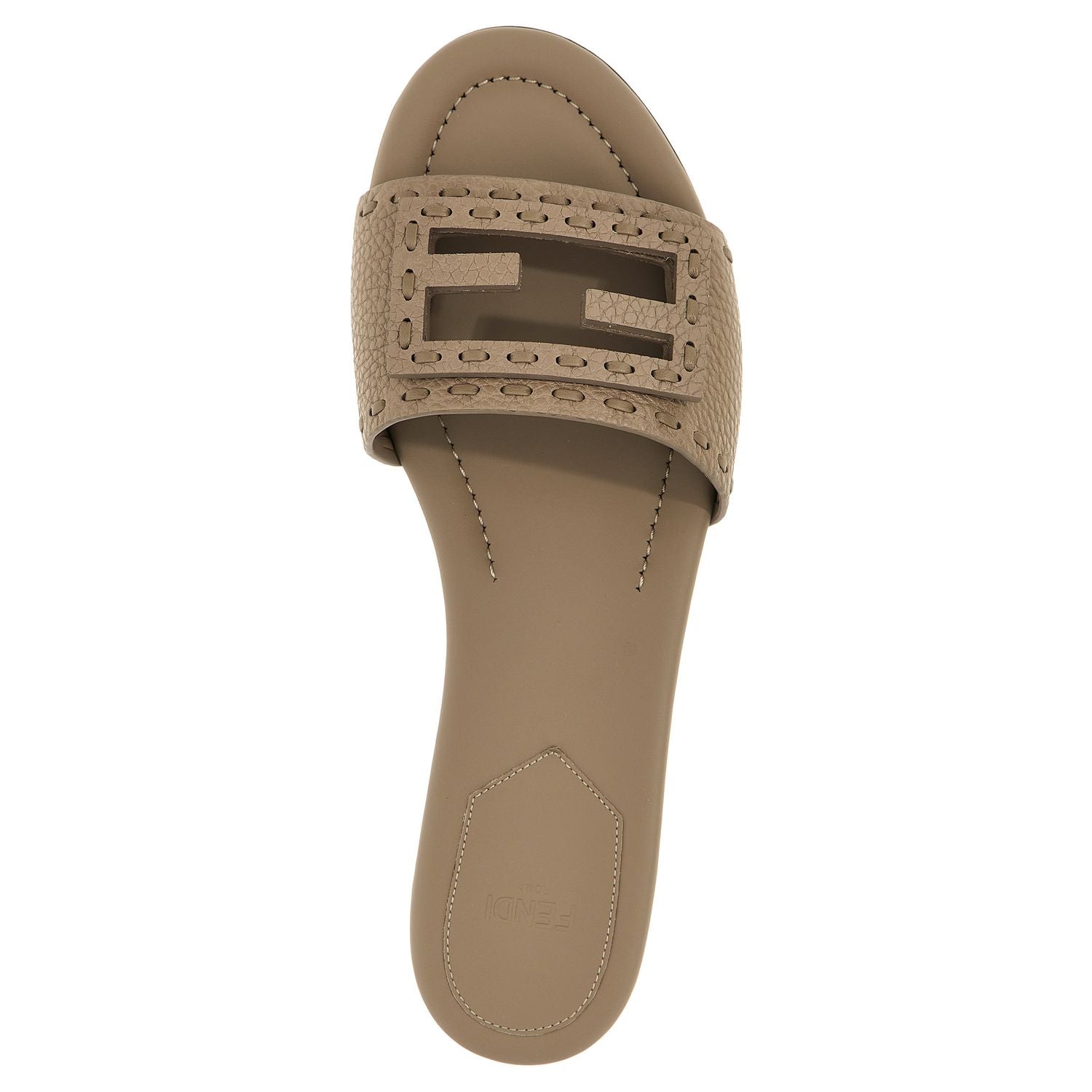 Fendi Gray Calfskin Slides