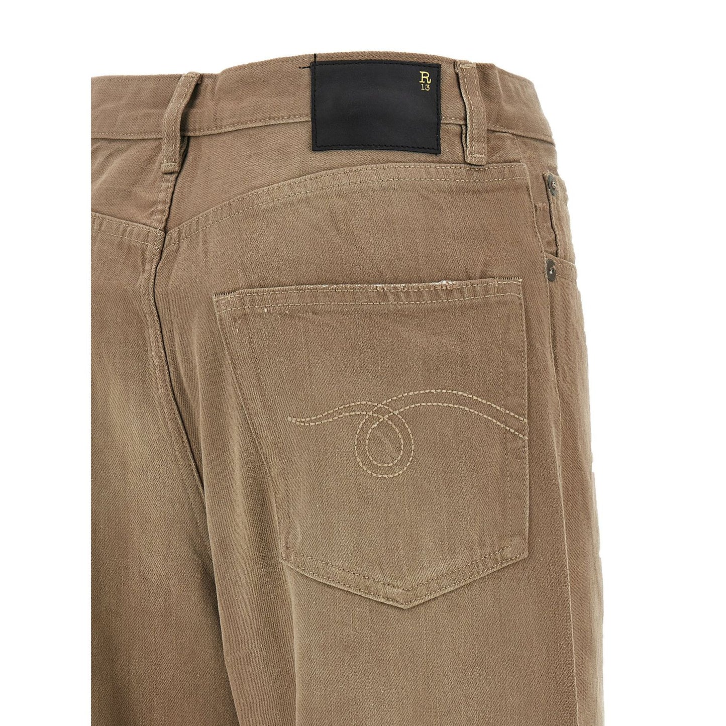 R13 Brown Cotton High-Waisted Jean