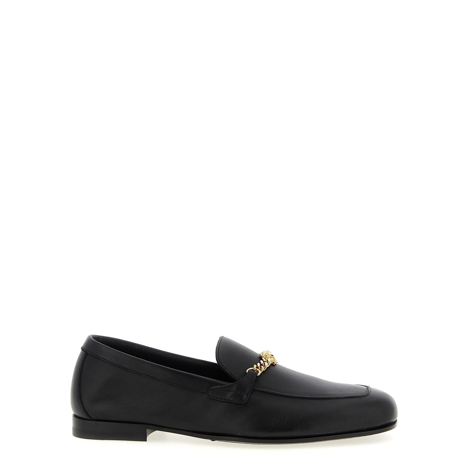 Versace Black Calfskin Slip-On Loafers