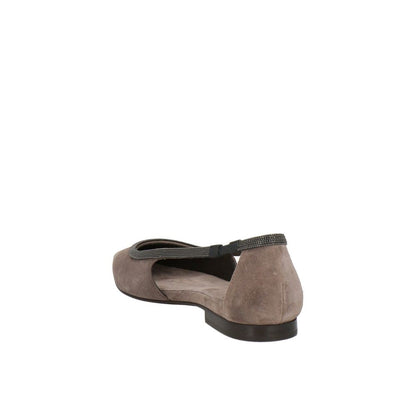Brunello Cucinelli Gray Leather Flats