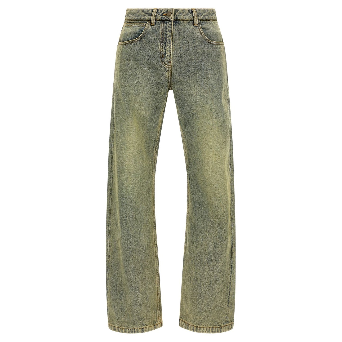 Entire Studios Bicolor Cotton Straight-Leg Jeans