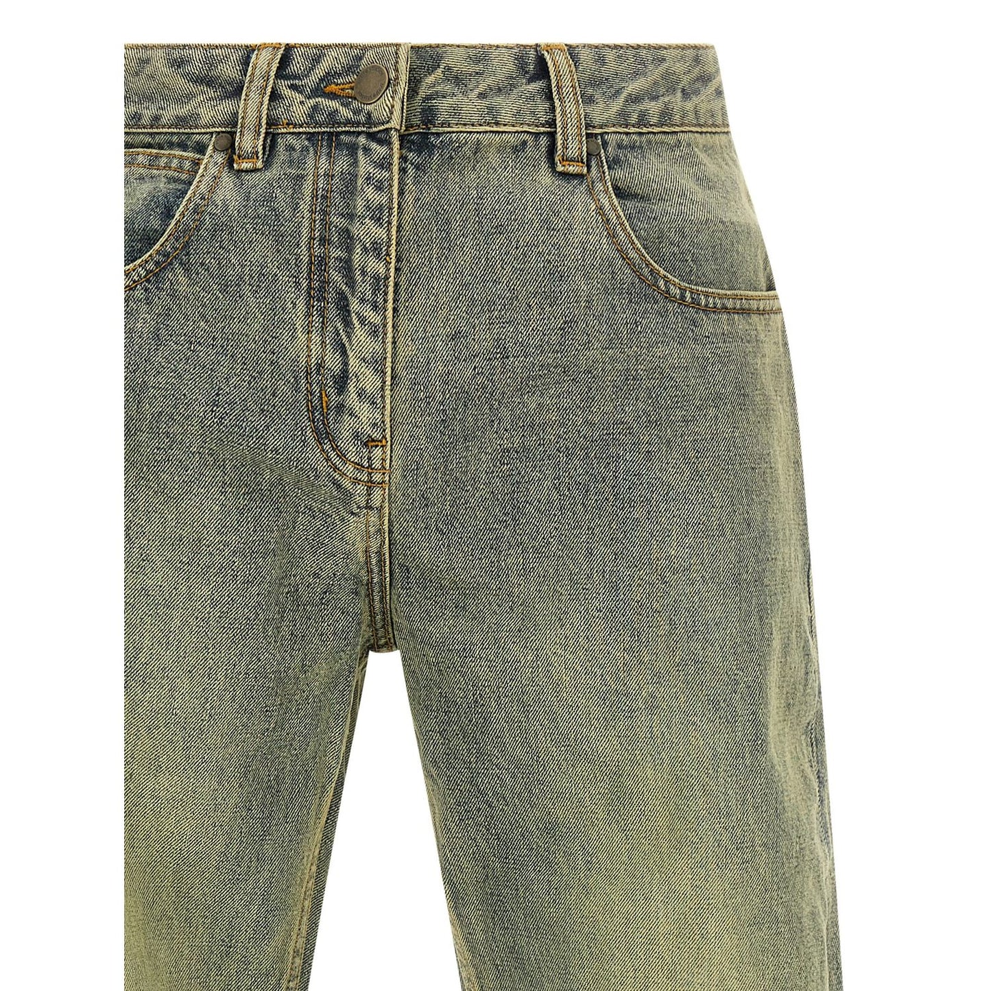 Entire Studios Bicolor Cotton Straight-Leg Jeans
