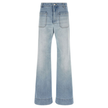 Victoria Beckham Blue Cotton Flared Jeans