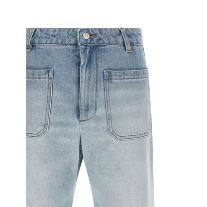 Victoria Beckham Blue Cotton Flared Jeans