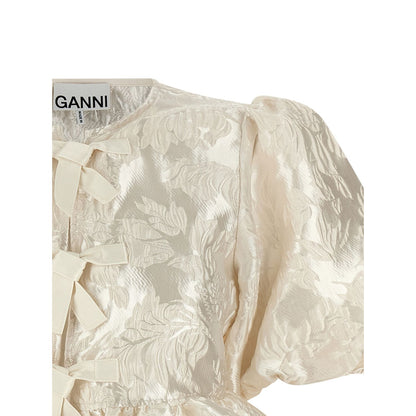 Ganni White Polyester Blouse