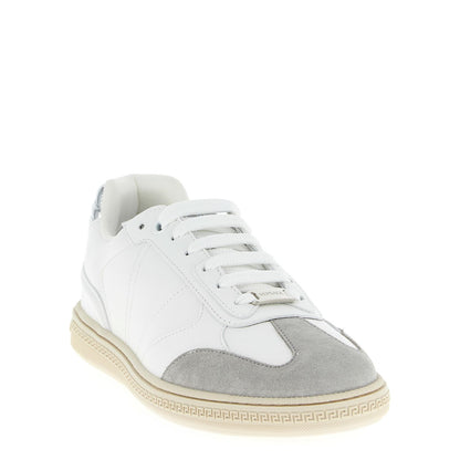 Versace White Calfskin Low Top Sneakers