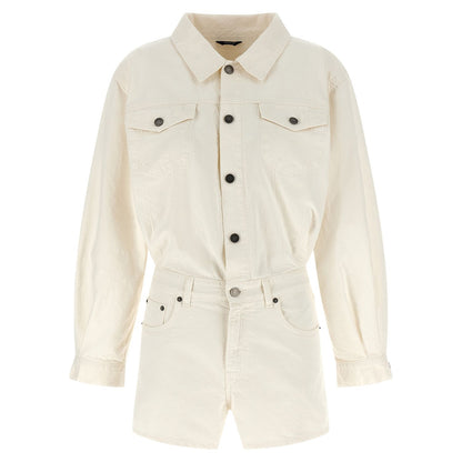 Haikure White Cotton Rompers