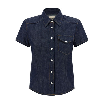 Khaite Blue Cotton Blouse