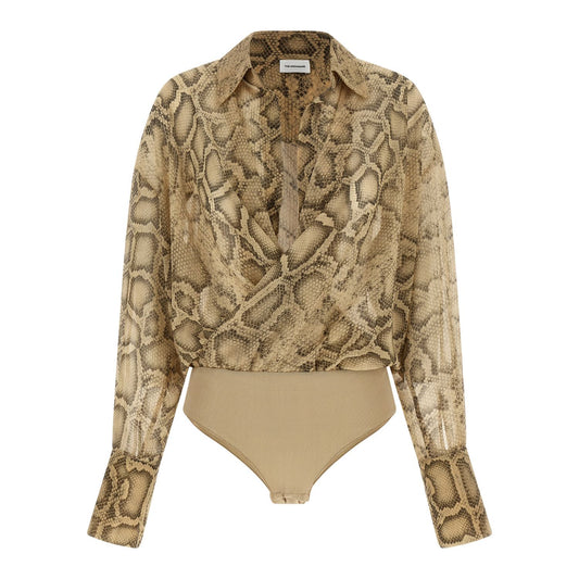 The Andamane Beige Polyester Bodysuit