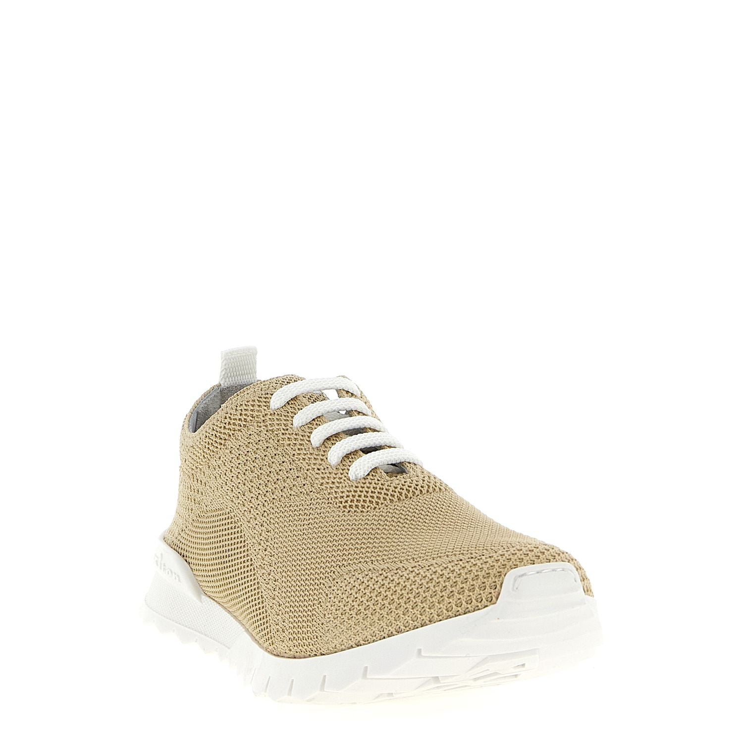 Kiton Beige Cotton Athletic Sneakers