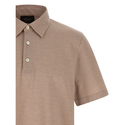 Brioni Beige Cotton Polo Shirt