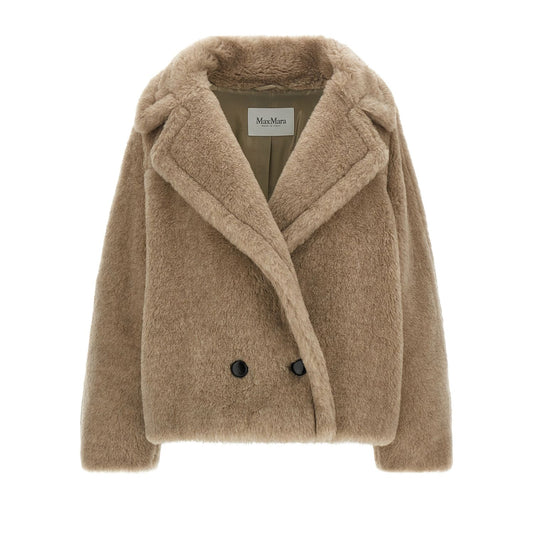 Max Mara Beige Alpaca Leather Coat