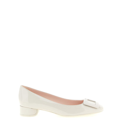 Roger Vivier Gray Calfskin Mid Heel Pumps