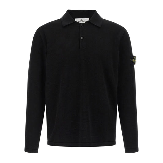 Stone Island Black Cotton Polo Shirt