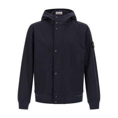 Stone Island Blue Polyester Shell Jacket