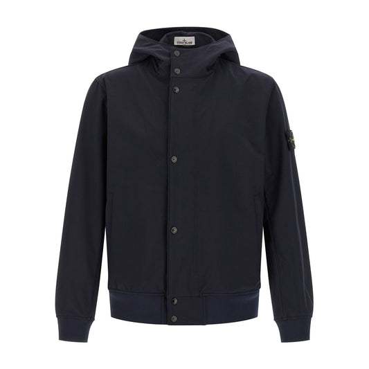 Stone Island Blue Polyester Shell Jacket