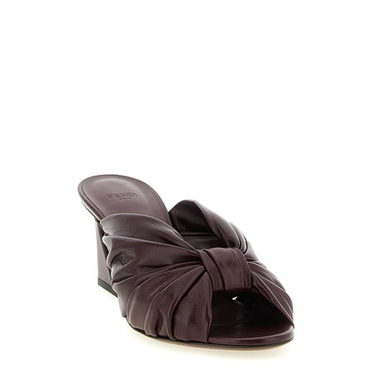 Fendi Bordeaux Lamb Leather Platform Sandals