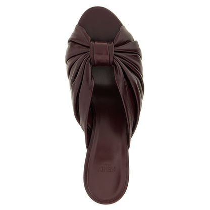 Fendi Bordeaux Lamb Leather Platform Sandals