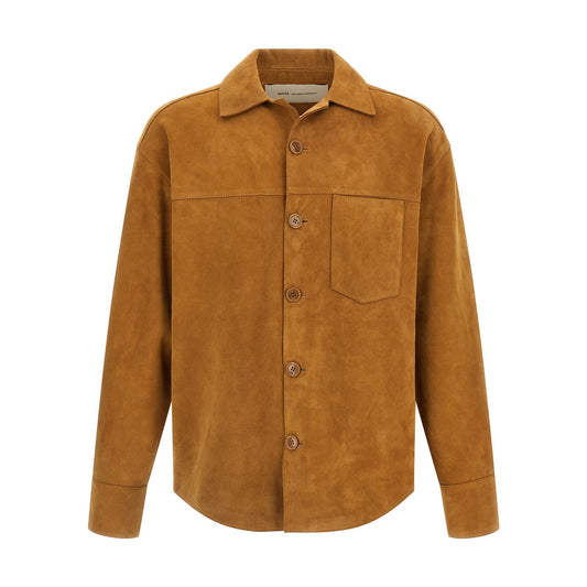 Ami Paris Brown Lamb Leather Leather Jacket