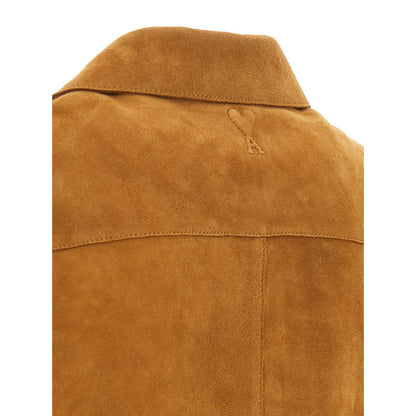 Ami Paris Brown Lamb Leather Leather Jacket