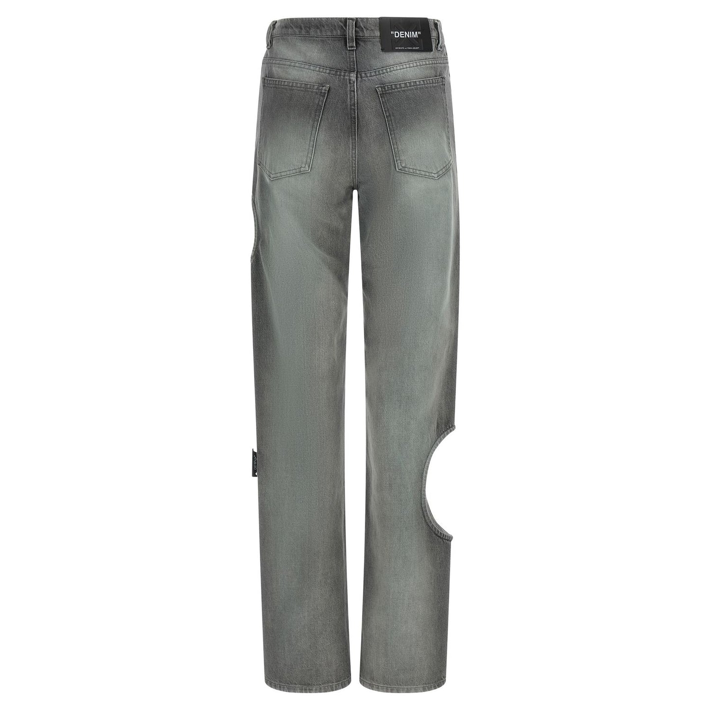 Off-White Gray Cotton Straight-Leg Jeans