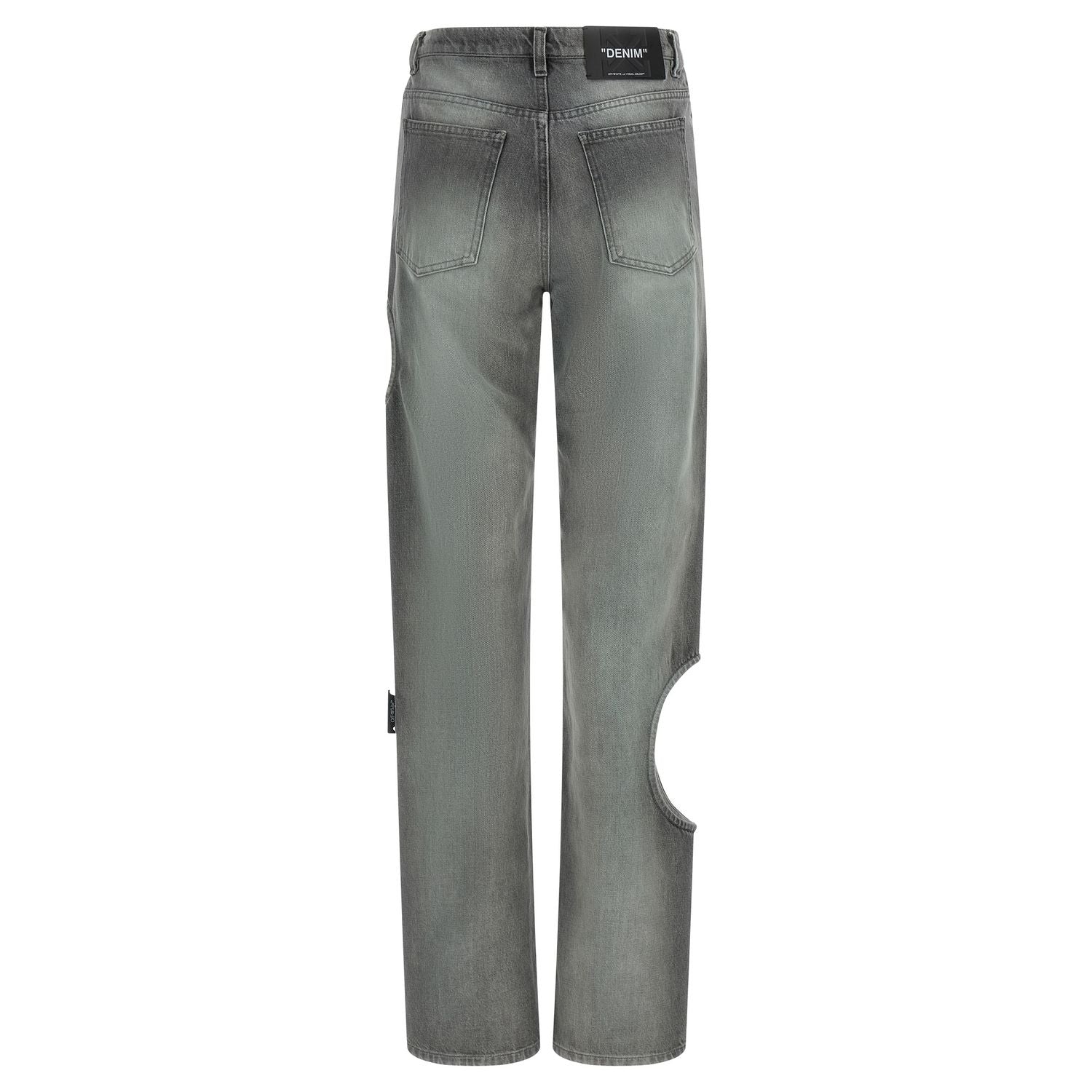 Off-White Gray Cotton Straight-Leg Jeans