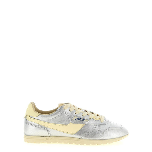Autry Silver Cowhide Low Top Sneakers