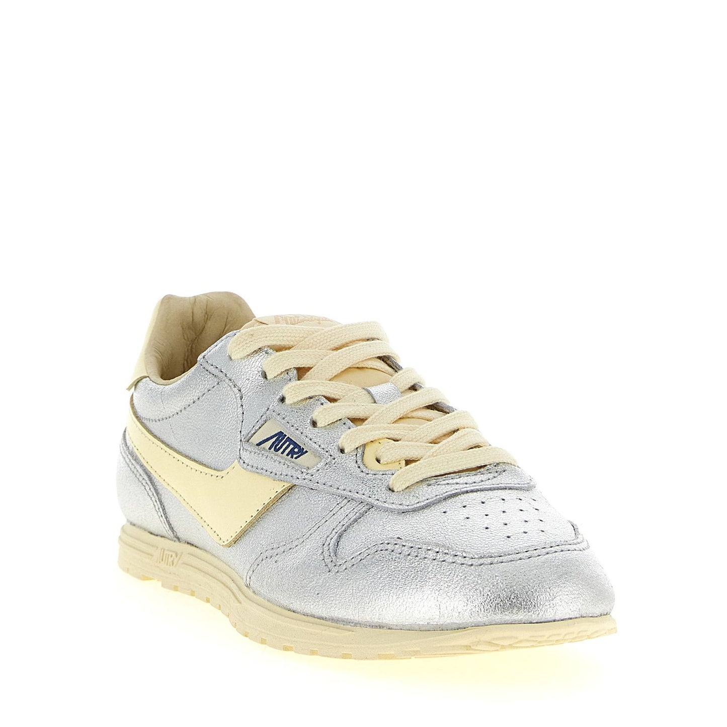Autry Silver Cowhide Low Top Sneakers