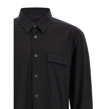 Kiton Black Cotton Blouse