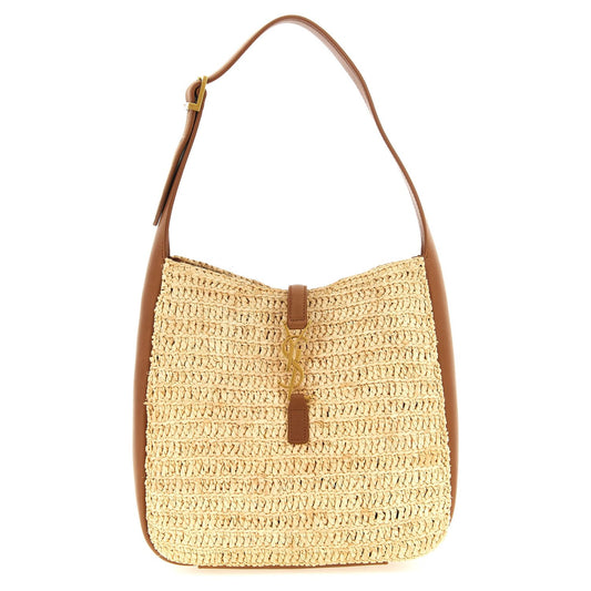 Saint Laurent Beige Raffia Shoulder Bag