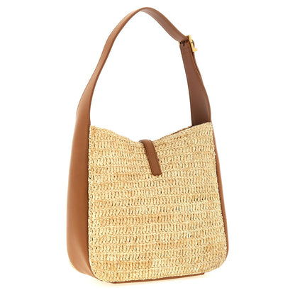 Saint Laurent Beige Raffia Shoulder Bag