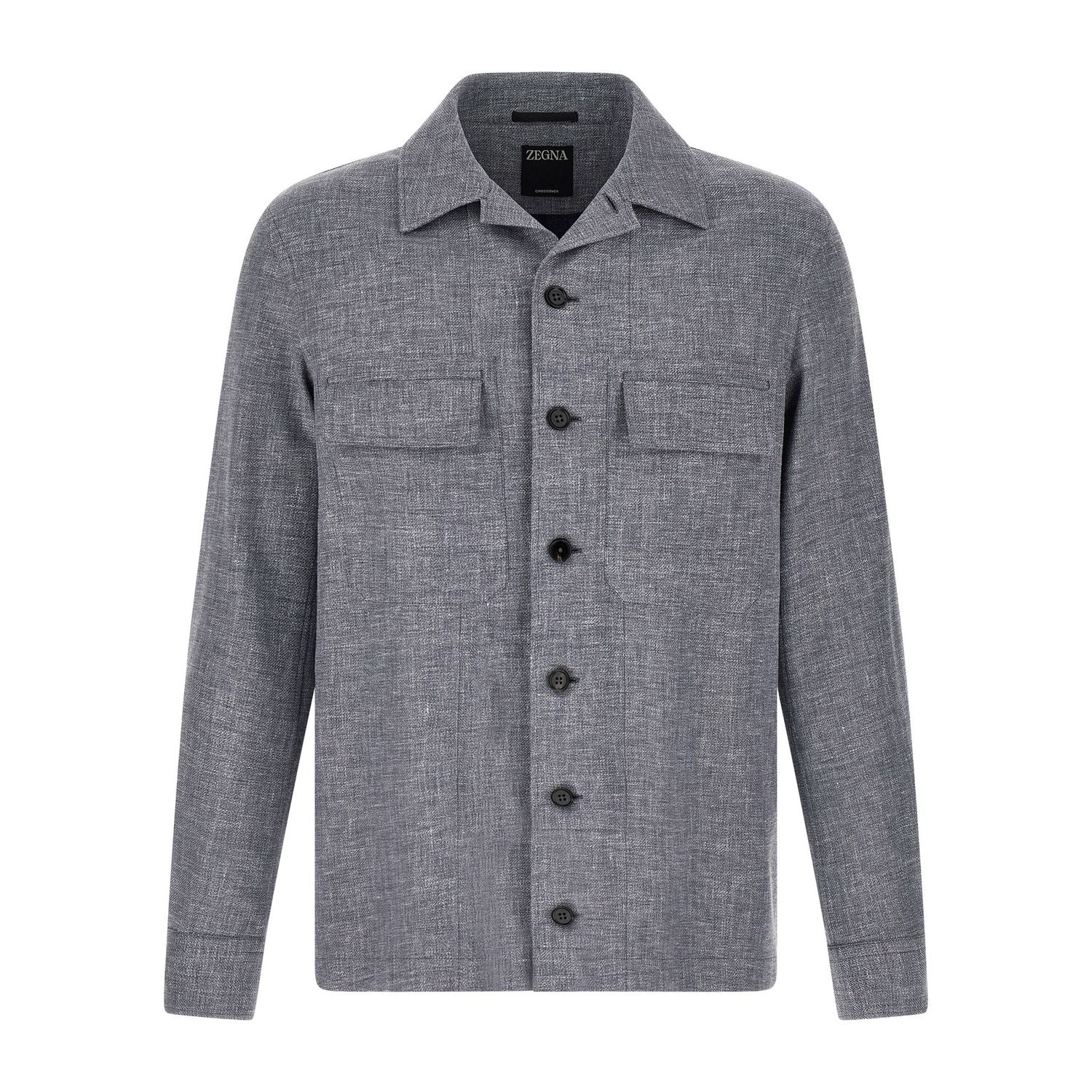 ZEGNA Blue Linen Blouse