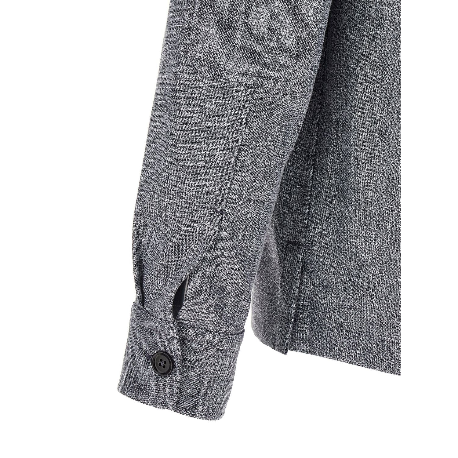 ZEGNA Blue Linen Blouse
