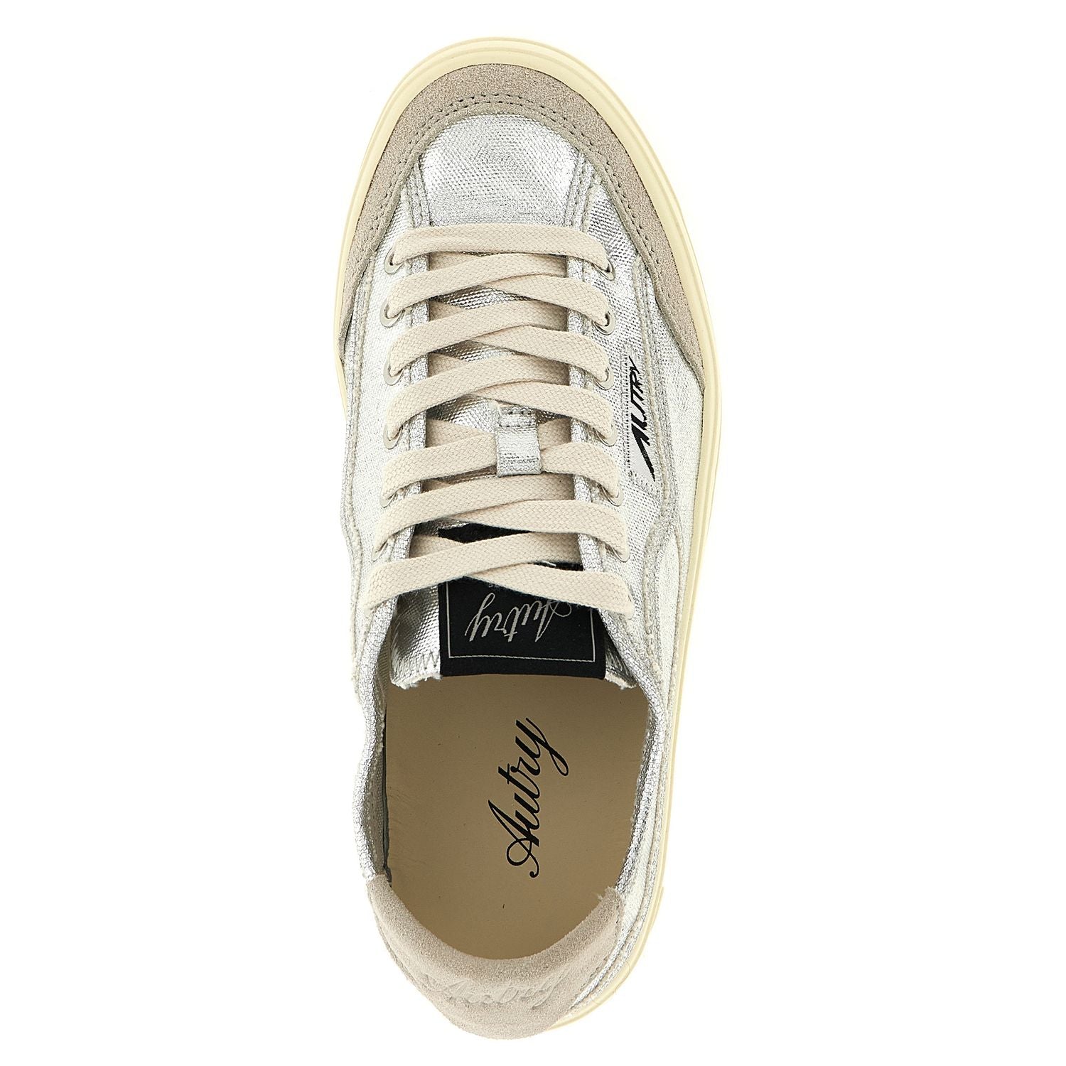 Autry Silver Canvas Low Top Sneakers