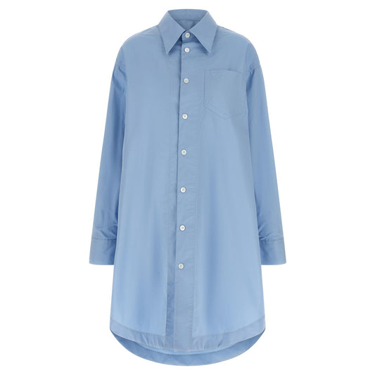 Ami Paris Blue Cotton Midi Dress