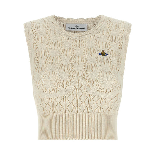 Vivienne Westwood Beige Cotton Sleeveles T-Shirt