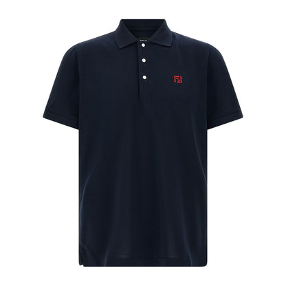 Fendi Blue Cotton Polo Shirt