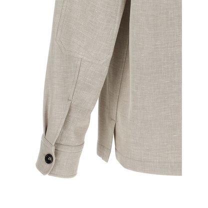 ZEGNA Gray Linen Blouse