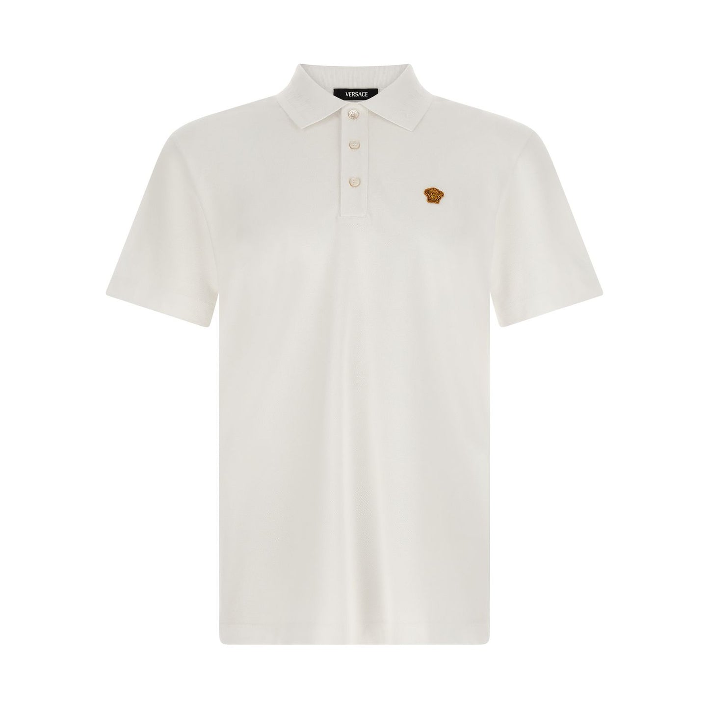 Versace White Cotton Polo Shirt